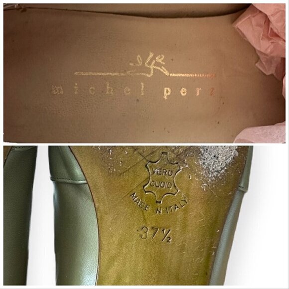 Michel Perry Square Toe Lace Up Flats, Green, Size 37.5 EU - Picture 10 of 13